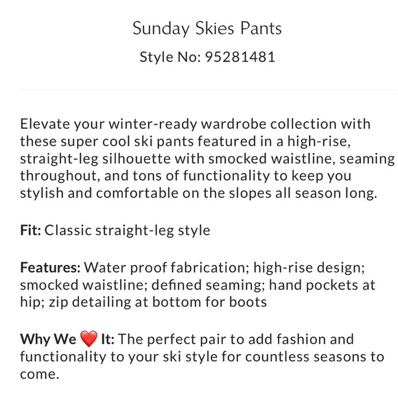 Free People Sunday Skies Pants Ski Pants $398 Med Arctic Snow NWT - Picture 6 of 16